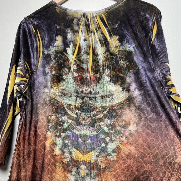 One World Women Top 2X Sublimation Boho Velvet Studded Art Fairy Grunge - Picture 9 of 10